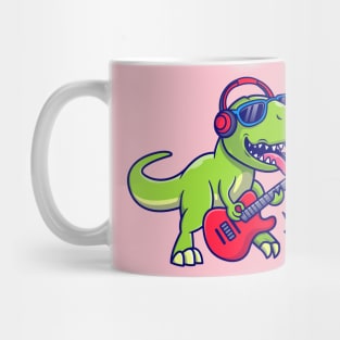 Cute Dinosaur Playing Guitar Music Cartoon Mug